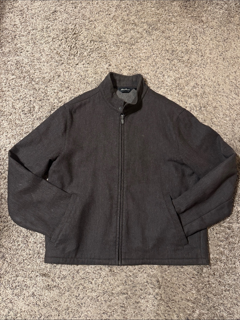 Eddie Bauer Brown Wool Full-Zip Bomber Jacket